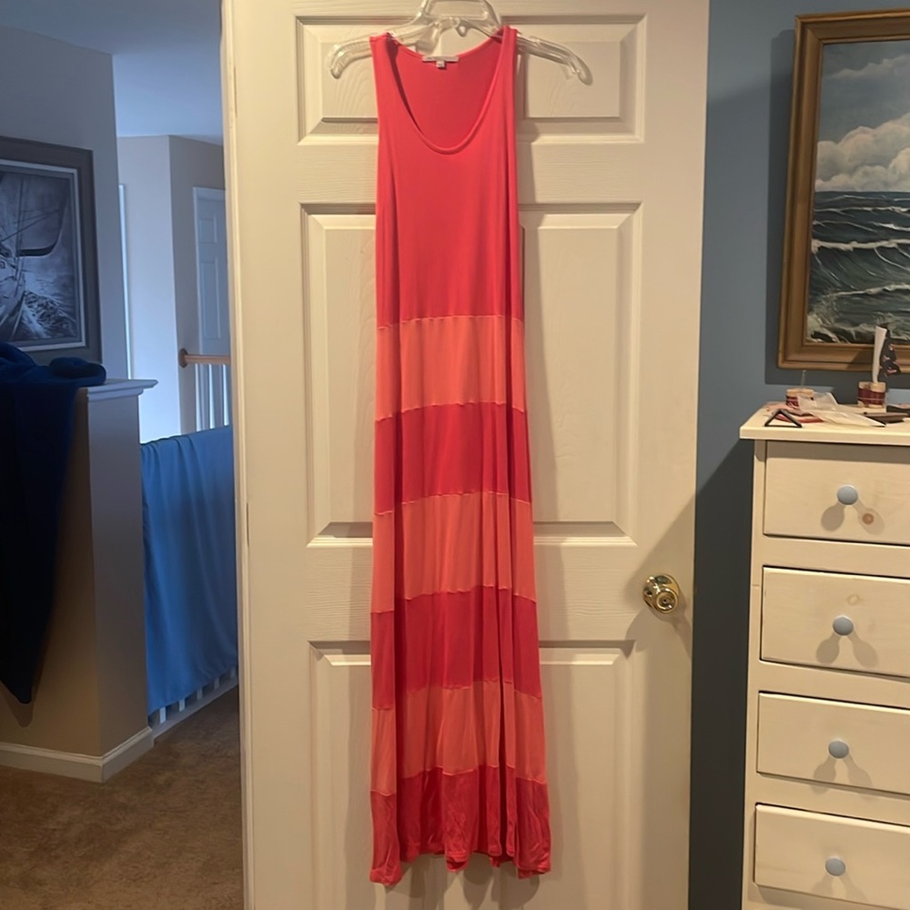 Pink and salmon tank top style maxi dress from Gap